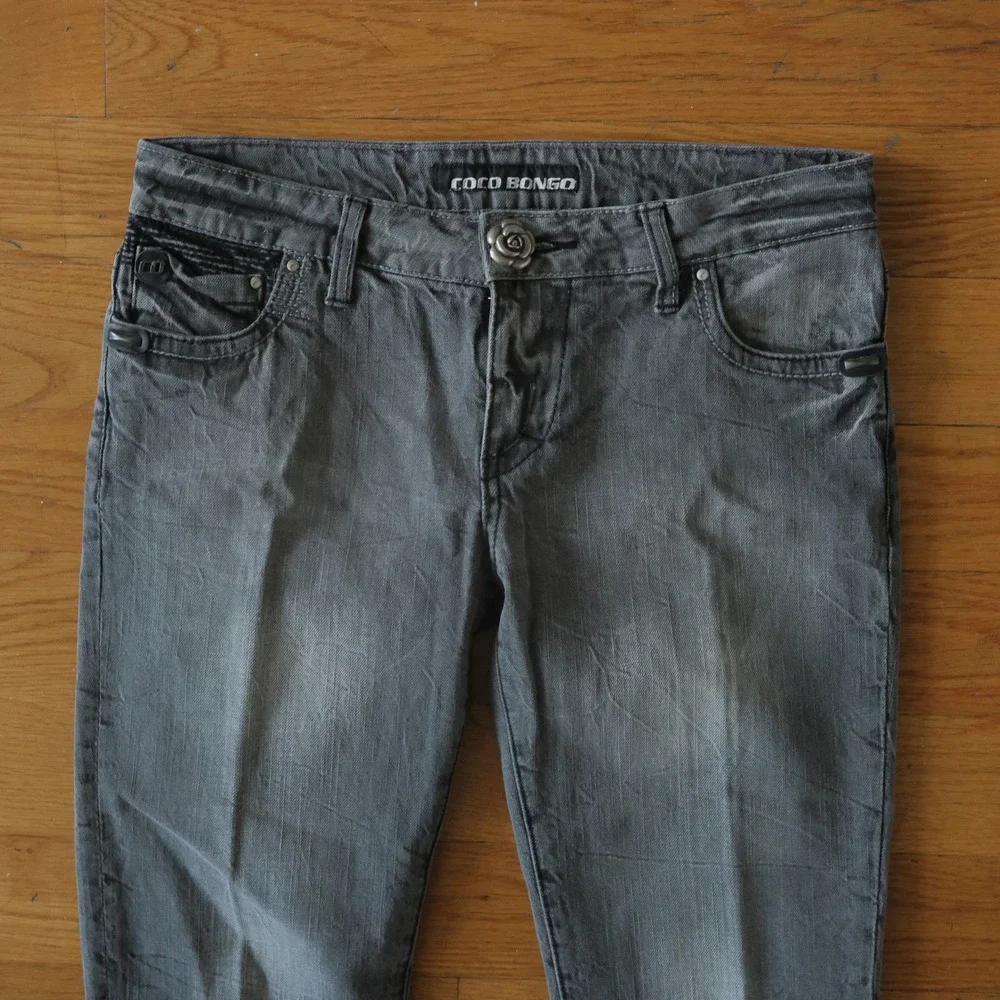 Coco Bongo‎ Capris Gray Faded Ankle Zip Cotton Grunge 30 Cropped Jeans